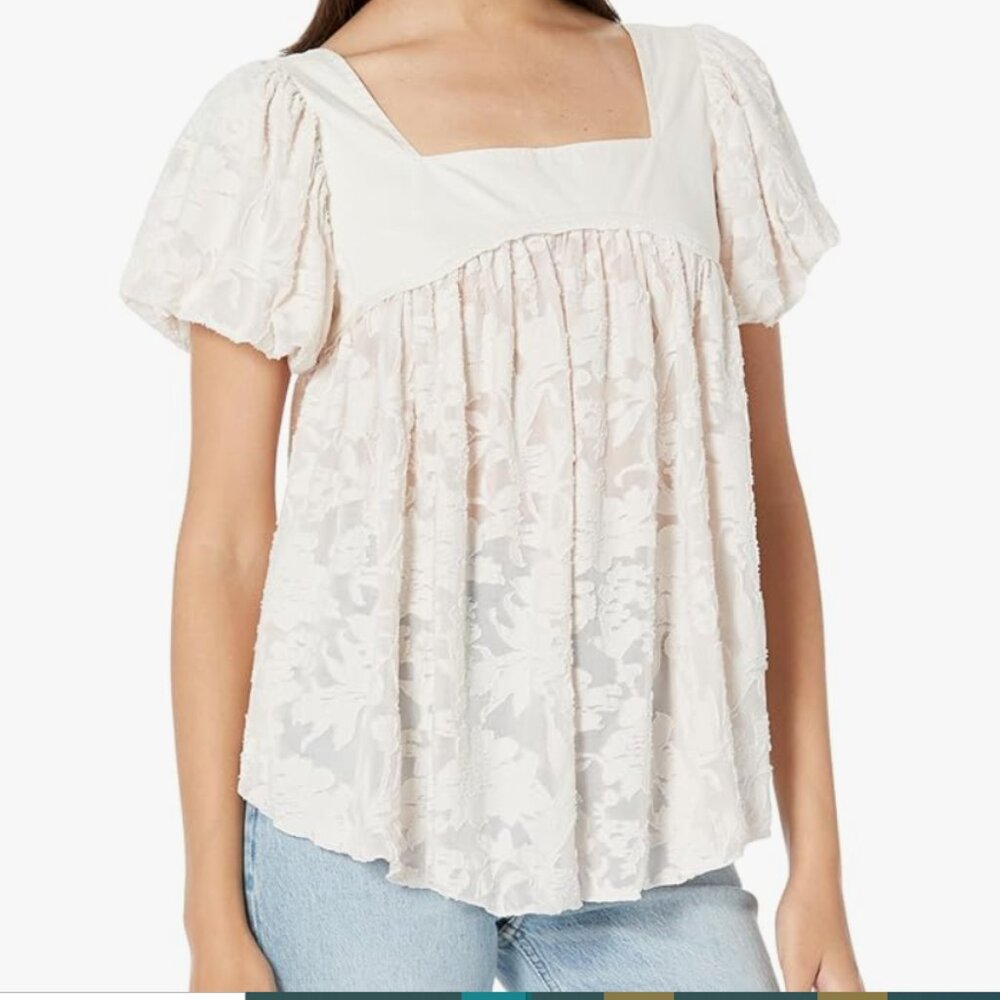 Free People Sunrise to Sunset Babydoll Top Size Small Floral Lace NWT